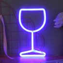 LED Neon Light Wine Glass Night Light USB Christmas Kids Room Decor (Blue) Newly