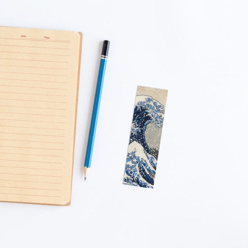 14CT Wave Counted Bookmark Cross Stitch Set Double Side Embroidery Tassel