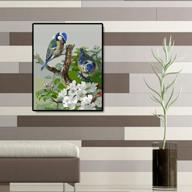 40x50cm Coloring Painting Canvas Drawing Two Blue Birds Digital Coding Picture