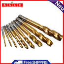 9pcs Hand Tap Drill Bits HSS Screw Spiral Point Thread Hex Shank Machine Tap Kit