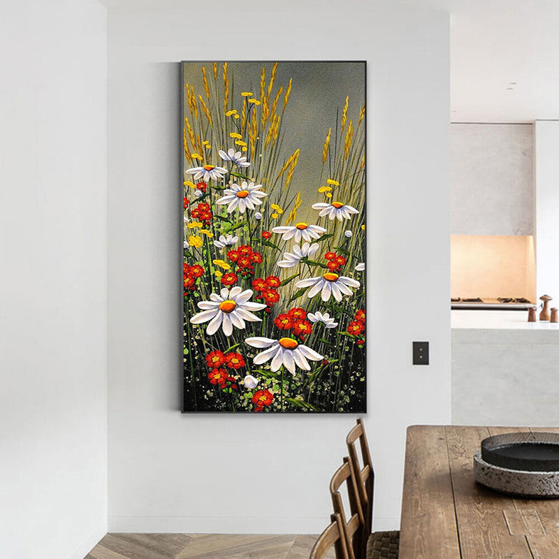Flowers Oil Paint By Numbers Kits Canvas Picture Wall Art DIY Craft Coloring Set