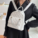 Women Leather Backpack Rhombus Fashion Student Girls Shoulder School Bag Mochila