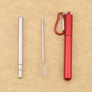 Outdoor Reusable Collapsible Drinking Straw Suit with Cleaning Brush (C) Newly