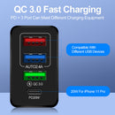 3 USB Fast Charger 3.1A PD Type-C Wall Power Adapter for Phone (Black EU)