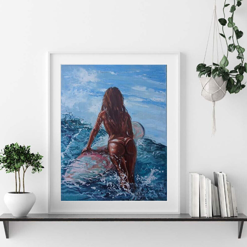 Painting By Numbers Acrylic Hand Painted Swimming Woman Digital Picture Decor