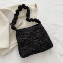 Fashion Women Pleated Shoulder Tote Bag Casual Pure Color Large Capacity Handbag