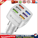 15A 6 Ports USB Car Charger QC3.0 Fast Charging Cell Phone Adapter (White) Newly