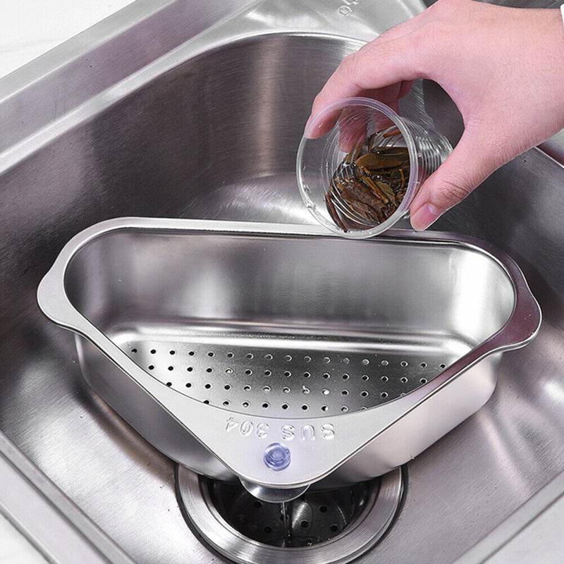 Kitchen Leftover Sink Strainer Stainless Triangular Vegetable Fruit Drain B