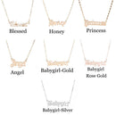 Jewelry Letter Pendants Bib Necklace Princess Blessed Honey Angel Babygirl