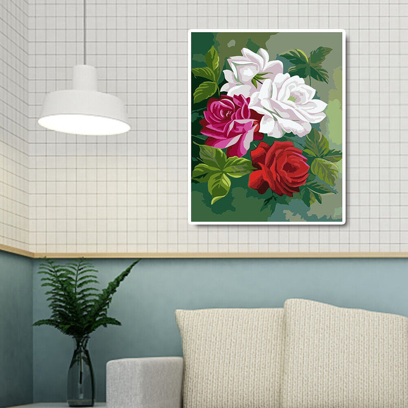 Painting By Numbers Flower Hand Painted Oil Drawing Wall Picture DIY Decor Kit