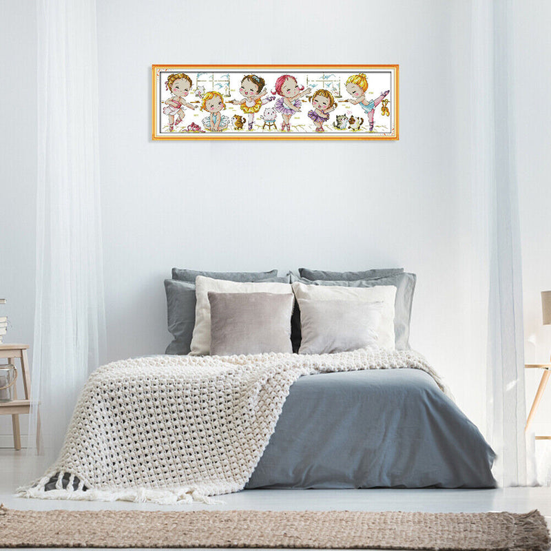 14CT Stamped Cartoon Embroidery Canvas Cross Stitch (K950 Ballet School)