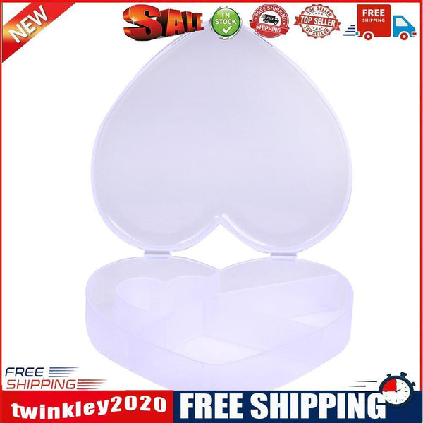 5 Slots Heart Storage Box Plastic Home Organizer Jewelry Beads Boxes(White)