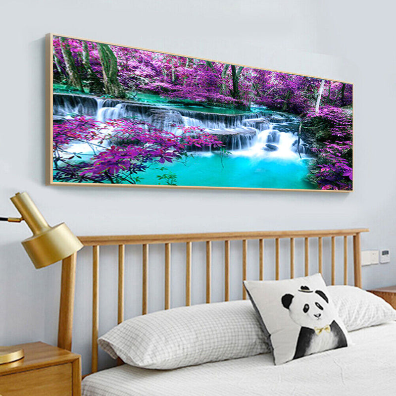 5D DIY Full Round Drill Diamond Painting Kit Waterfall Mountain Drawing Orn