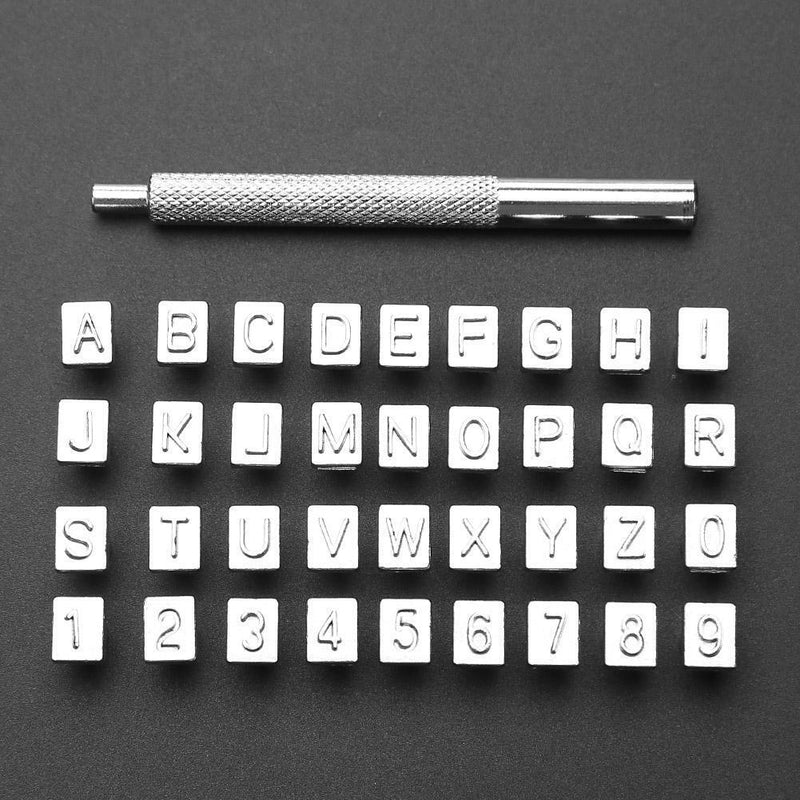 36pcs Steel Punch Alphabet Letter Number Stamper Set Leather Tool (6.5mm) Newly