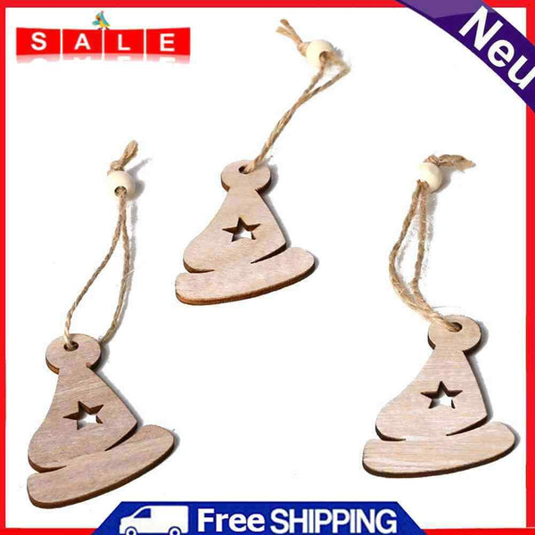 3pcs DIY Christmas Wooden Hanging Ornaments Nordic Style Window Decorations