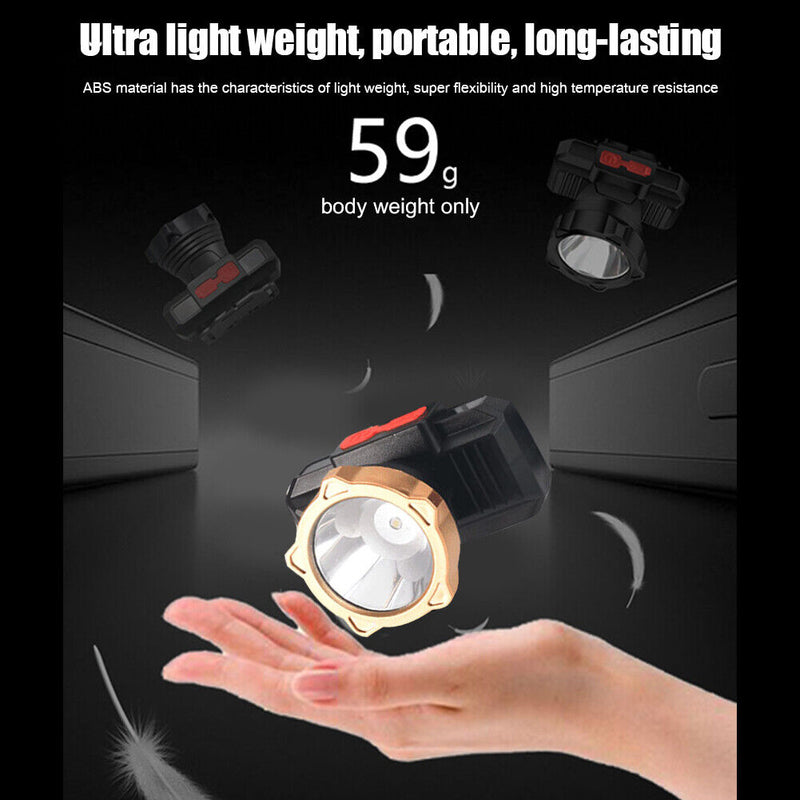 Waterproof USB Fishing Headlamp 1200mAh Built-in Battery Portable Headlights