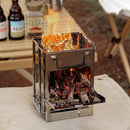 2pcs Outdoor Wood Stove Portable Camping Picnic BBQ Folding Cooking Grill
