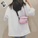 Fashion Women Canvas Patchwork Crossbody Phone Bag Mini Handbags (Pink)