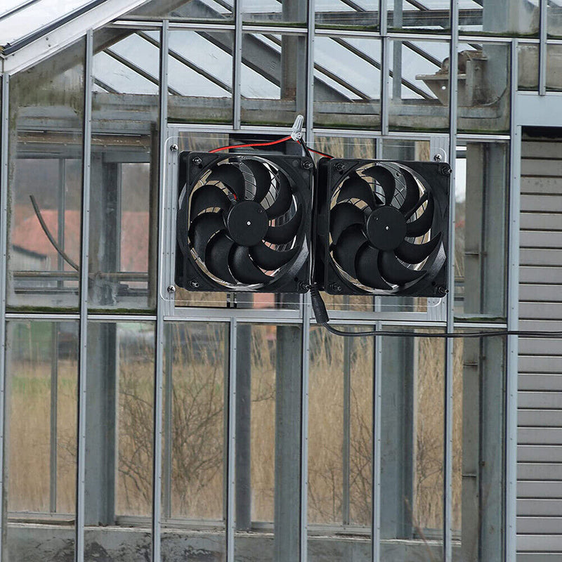 10W 12V Solar Panel Fan Kit Waterproof Dual Exhaust Ventilator for Sheds RV