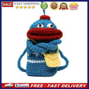 Women Cartoon Knitted Sausage Mouth Shoulder Bag Female Purse Mobile Phone Bags