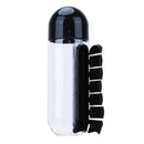 600ML Plastic 2 In 1 Combine Daily Pill Box Drinking Bottles Cups(Black)