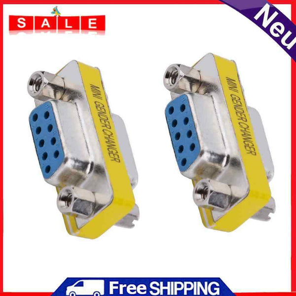 Asiprop 2pcs DB9 Female to Female Adapter Gender Changer Serial RS232 K