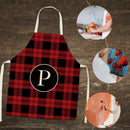 Plaid P Print Apron Linen Waterproof Cooking Bibs Chefs Pinafore (68X55CM)