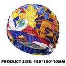 Long Hair Swim Cap Pleated Stretch Elastic Nylon Swimming Cap for Women (C)