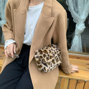 Autumn Plush Shoulder Tote Retro Women Animal Messenger Chain Bag (Leopard)
