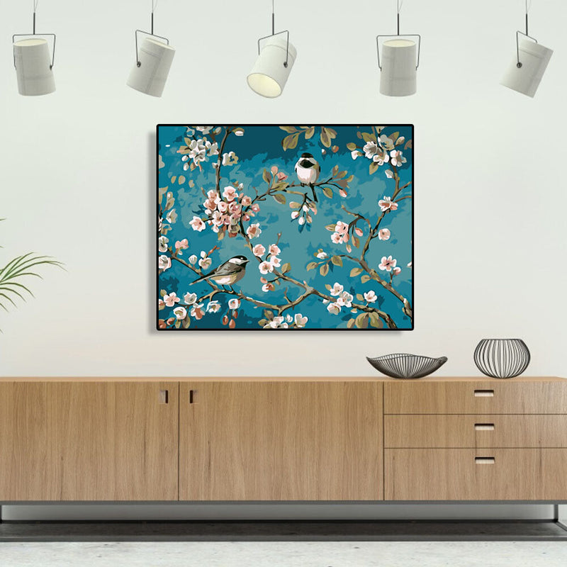 Frameless Painting By Numbers DIY Spring Bird Hand Painted Canvas Oil Picture
