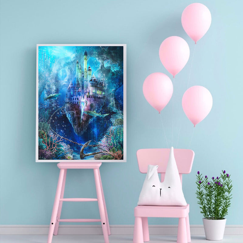 Underwater Castle Oil Paint By Numbers Kits Picture for Adults Children No Fr