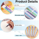 Multicolor Ballpoint Pen - 0.5mm 6 in 1 Retractable Pens for Office School Newly