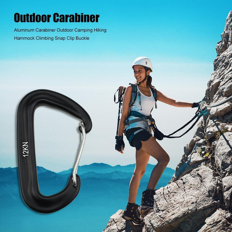 5pcs Aluminum Carabiner Outdoor Camping Hammock Climbing  Buckle (Black)