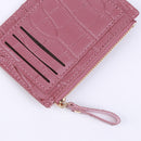 Fashion Women Simple Wallet PU Leather Multi-Slot Zipper Keychain Small Card