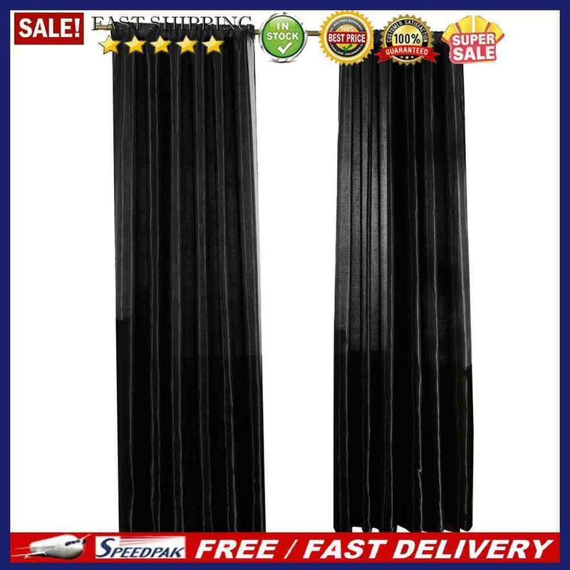 1pc Pure Color Satin Tulle Door Window Curtain Room Half Blackout Drape Cur
