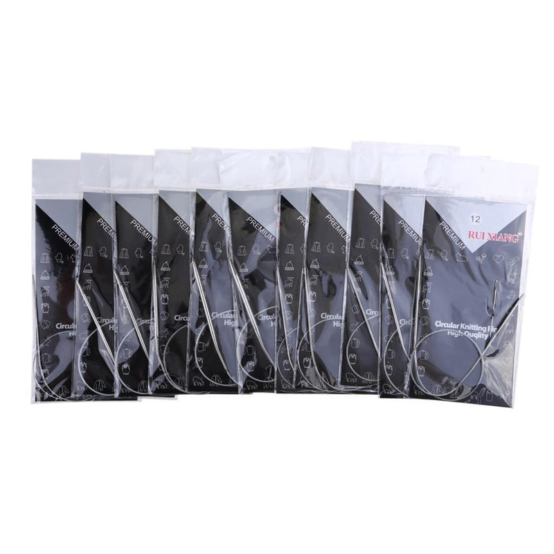 11pcs 17" 43cm Size 6-16 Stainless Circular Knitting Needles  Newly