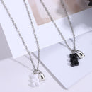 Women Double Chain Bear Pendant Necklace Clavicle Chain Pendant Choker Charm