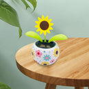 Solar Car Ornament Swing Flip Flap Pot Sunflower Auto Interior Decorations
