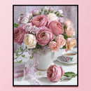 Full Cross Stitch Bouquet Vase Embroidery Cotton Thread DIY Needlework Home Kits
