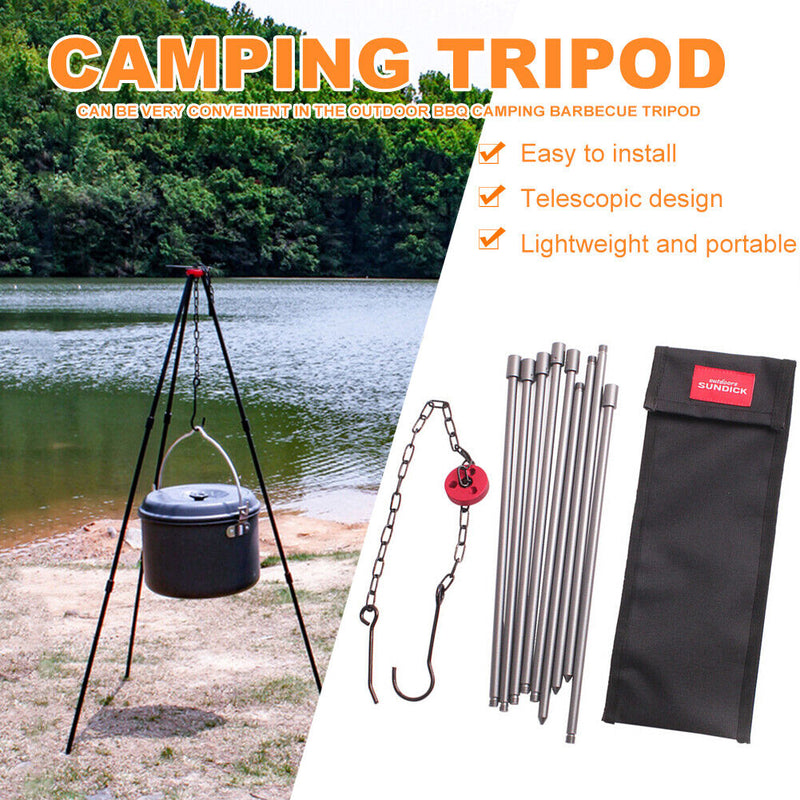 Picnic Cooking Pot Hook Holder Aluminum Alloy Outdoor Campfire Camping Tripod