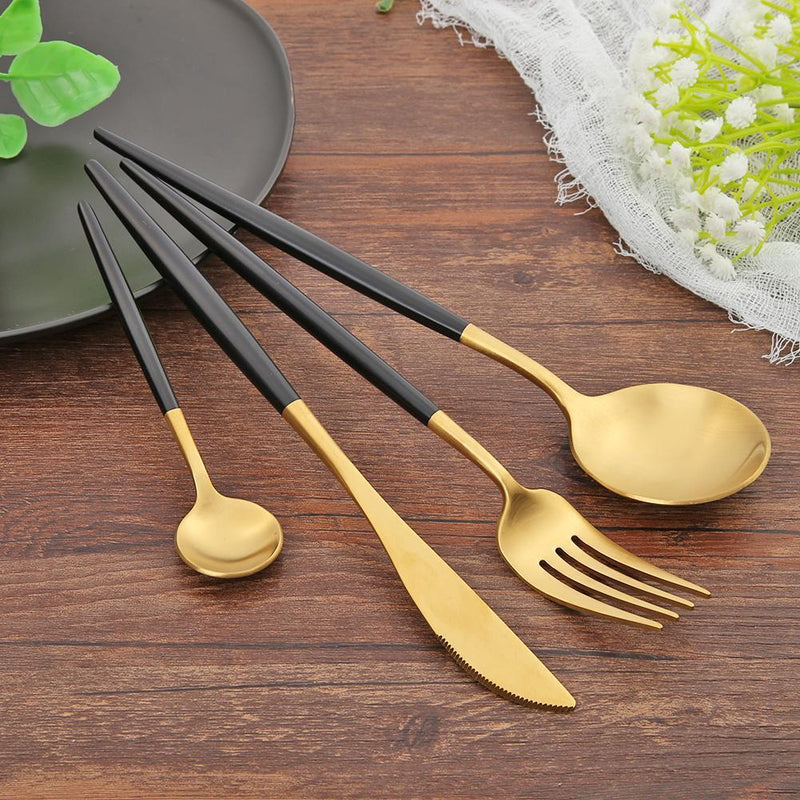 5pcs Portable Travel Tableware Bag with Stainless Steel Picnic Fork Spoon K