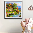 5D DIY Full Round Drill Relaxing Village Diamond Painting Cross Stitch Mosa