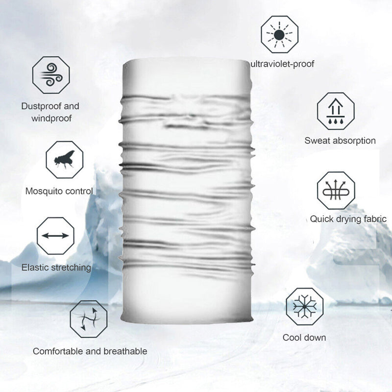 Cycling Camping Neck Tube Scarf Outdoor Gaiter Bandana Headband (White) Newly