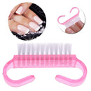 10pcs Nail Cleaning Brushes Pink Plastic Handle Dust Remover Manicure Tools