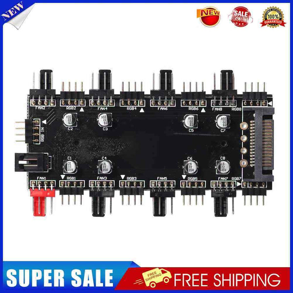 1 To 8 Multi Way Splitter RGB PWM HUB 12V/4 Pin for Fan Motherboard (SATA)