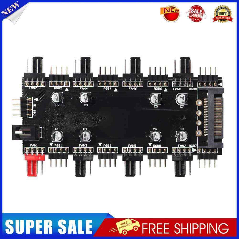 1 To 8 Multi Way Splitter RGB PWM HUB 12V/4 Pin for Fan Motherboard (SATA)