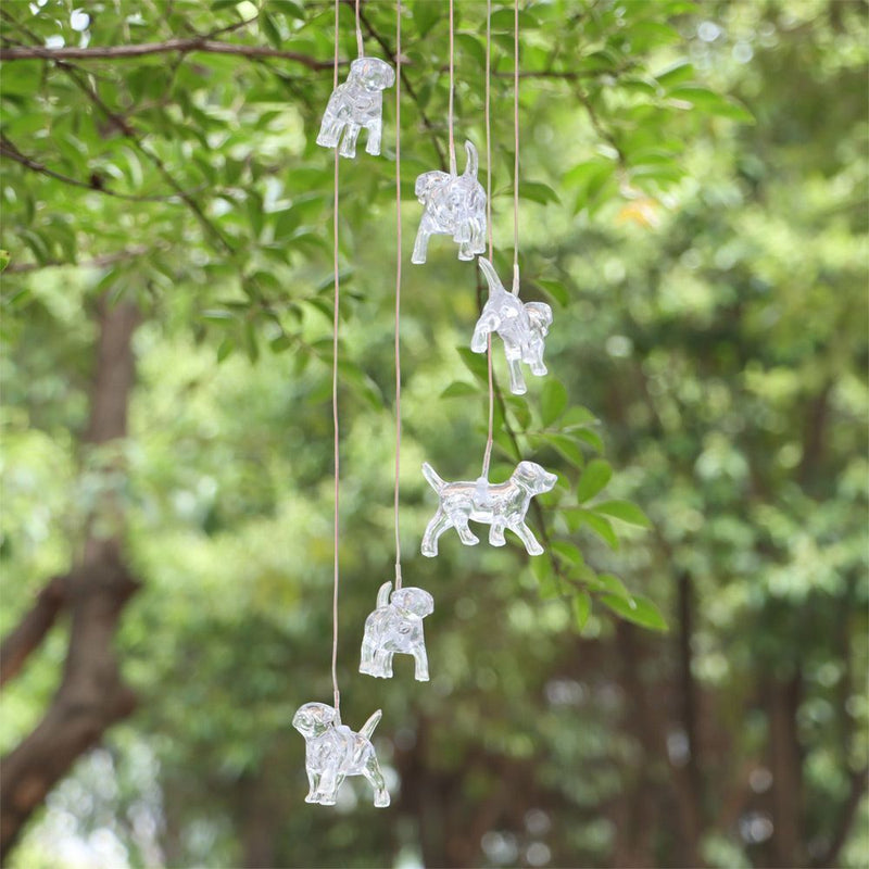 Yard Outdoor Wind Chime Patio LED Discolored Crystal Dog Solar Chime