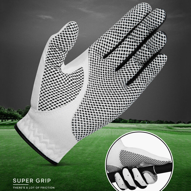 1pc Golf Gloves Anti-slip Left Hand Microfiber Glove for Men (White 23)