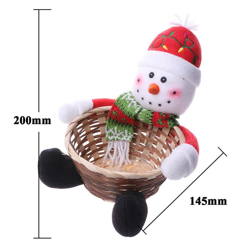 Christmas Candy Bamboo Basket Gift Storage Basket Kit (L Christmas Snowman)