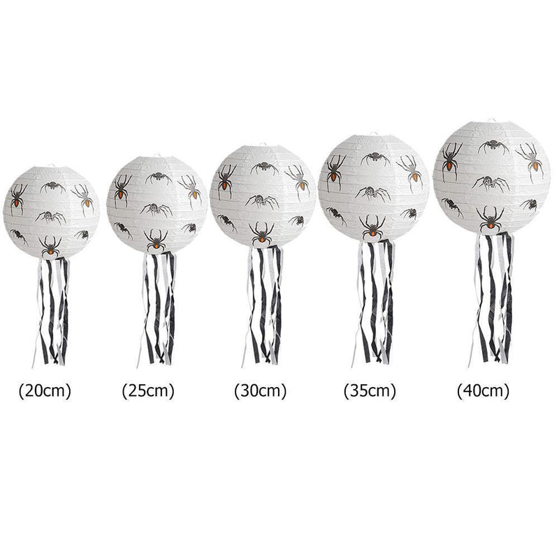 Halloween White Spider Paper Lanterns Reusable for Ghost Festival Items (35